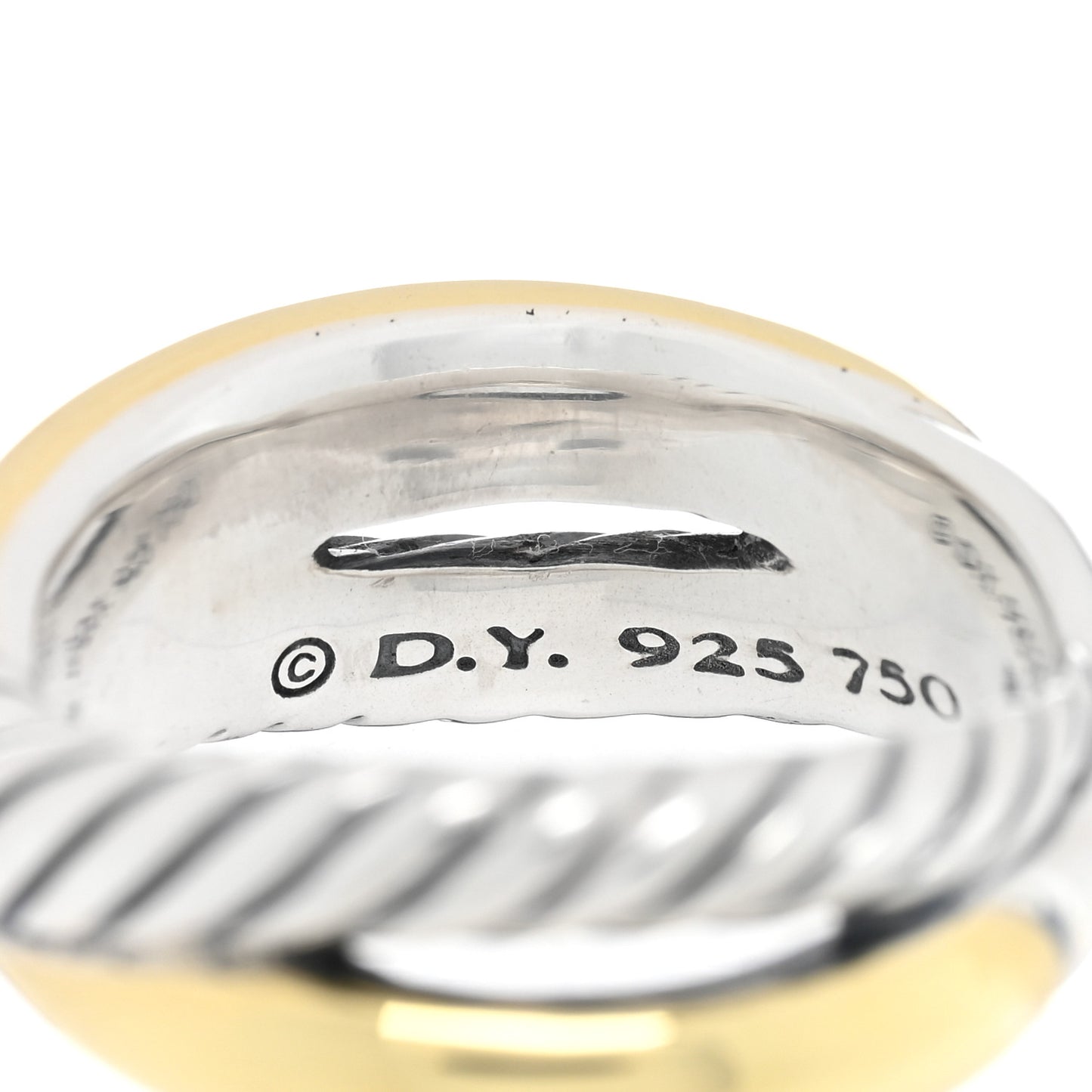 Sterling Silver 18K Yellow Gold Crossover Ring 54 7