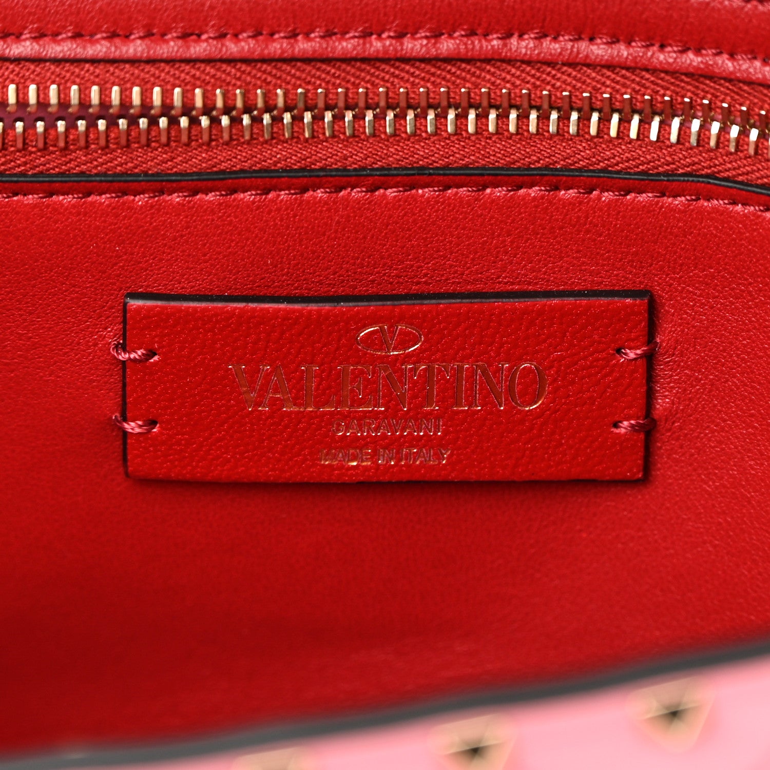 Valentino Garavani Nappa Rockstud Spike Wallet On Chain Paradise Rose 5 of 11