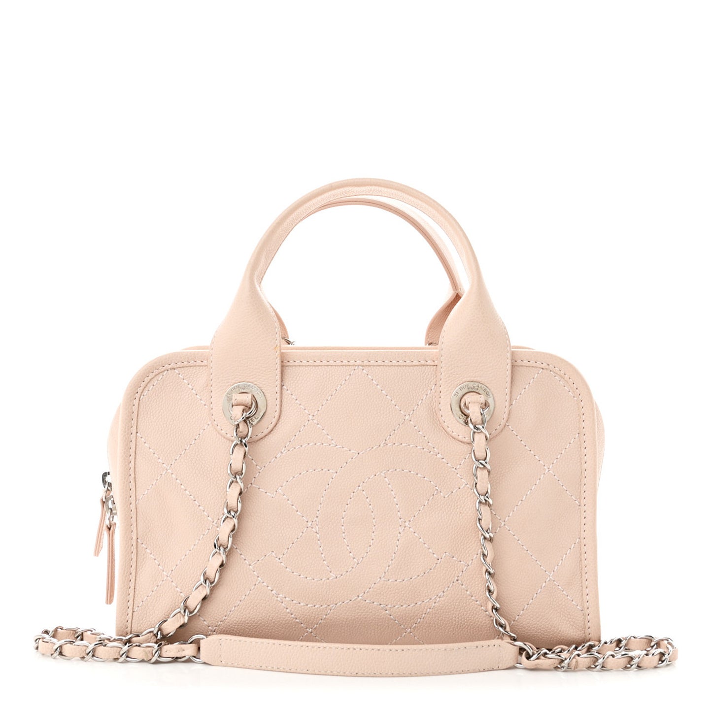 Caviar Quilted Small Deauville Bowling Bag Light Pink