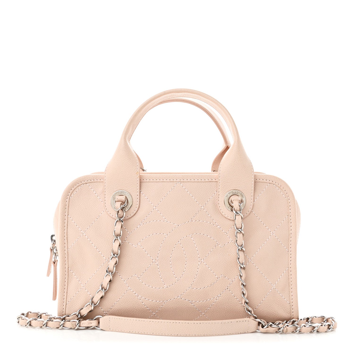 Chanel Caviar Quilted Small Deauville Bowling Bag Light Pink 1 of 11