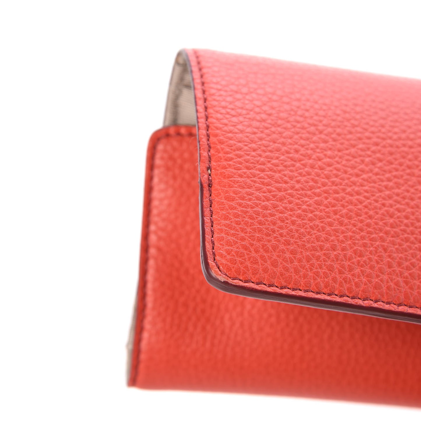 Grained Calfskin Brush Roll Orange Red