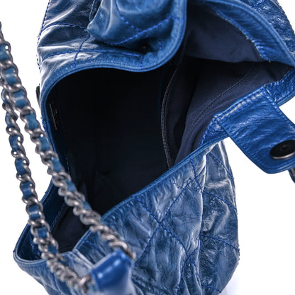 Chanel Aged Calfskin Quilted Coco Supple Hobo Navy Blue 5 of 11