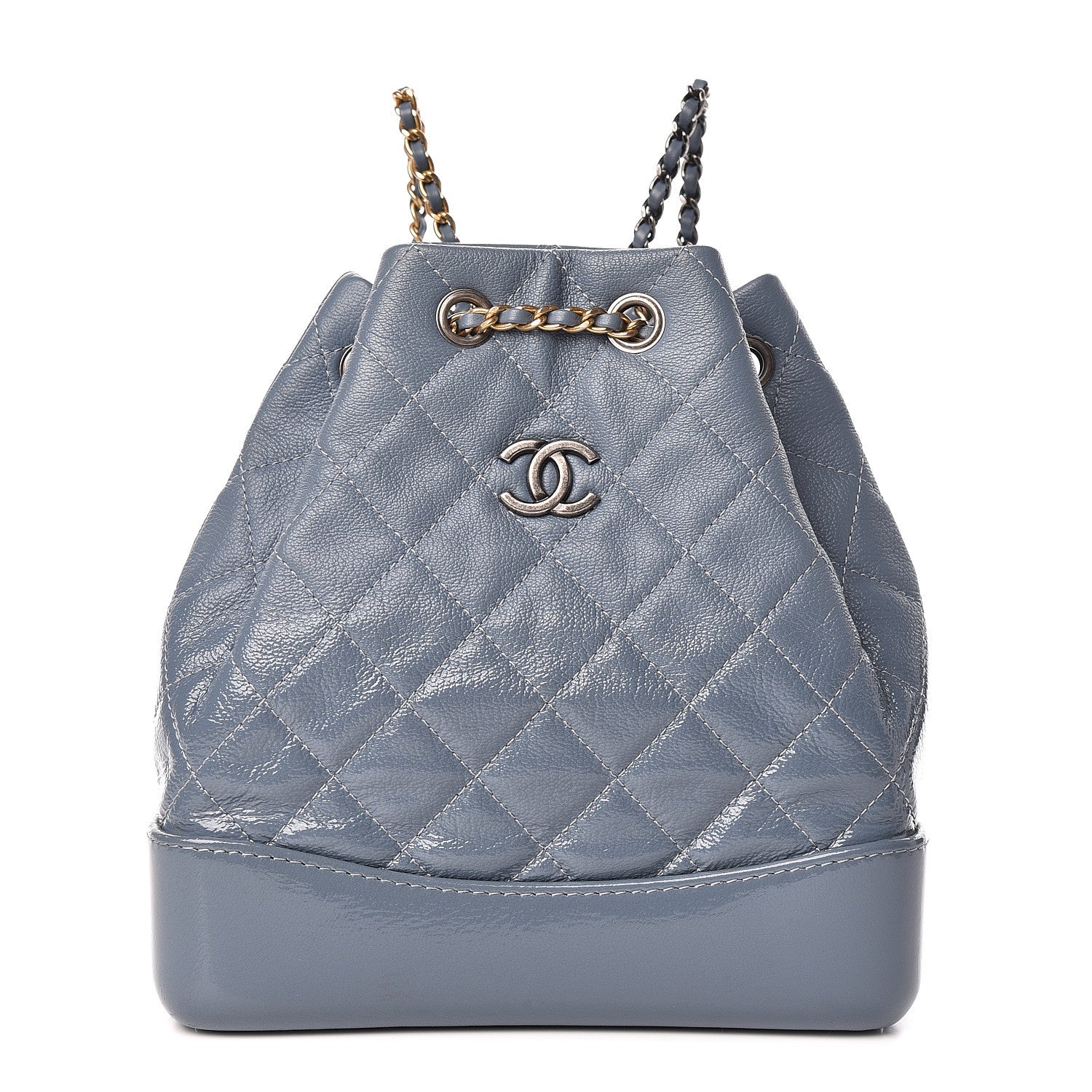 Chanel Patent Goatskin Quilted Small Gabrielle Backpack Blue 1 of 12