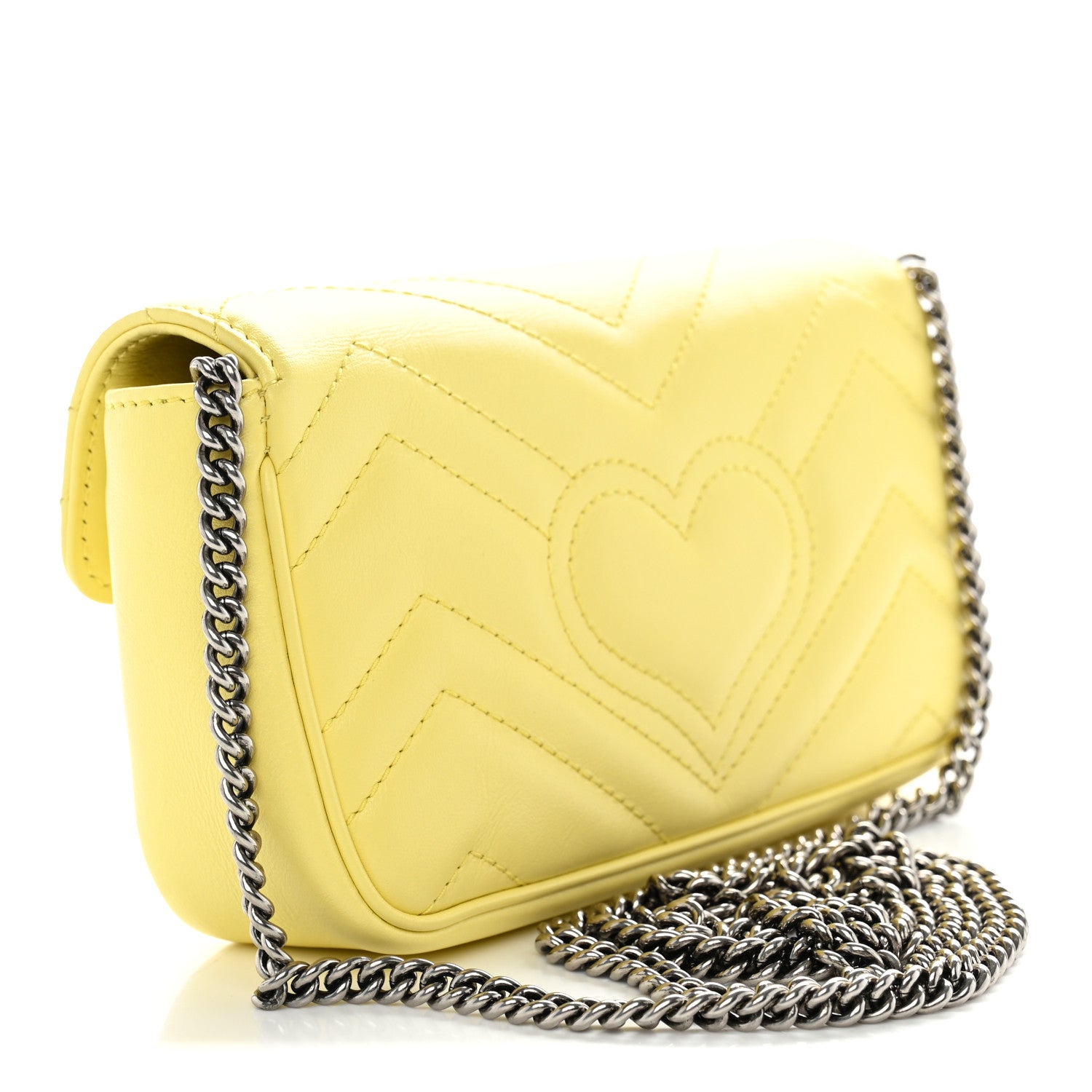 Gucci Calfskin Matelasse Super Mini GG Marmont Shoulder Bag Banana 2 of 10