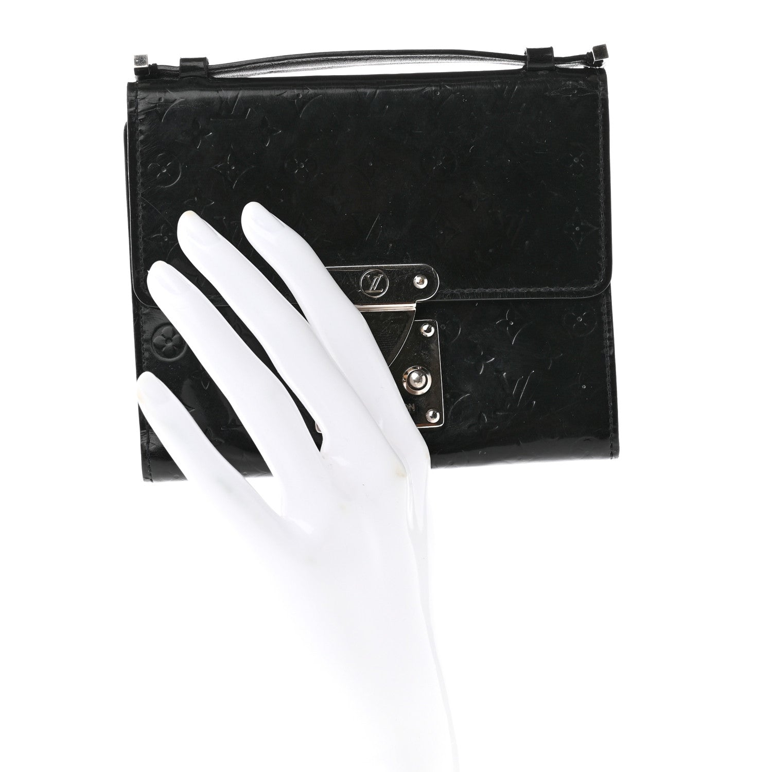 Louis Vuitton Vernis Glace Anouchka PM Wallet Black 2 of 6