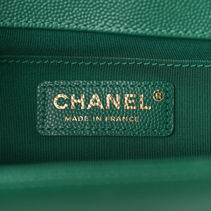 Chanel Caviar Quilted Medium Boy Flap Dark Green 6 of 10