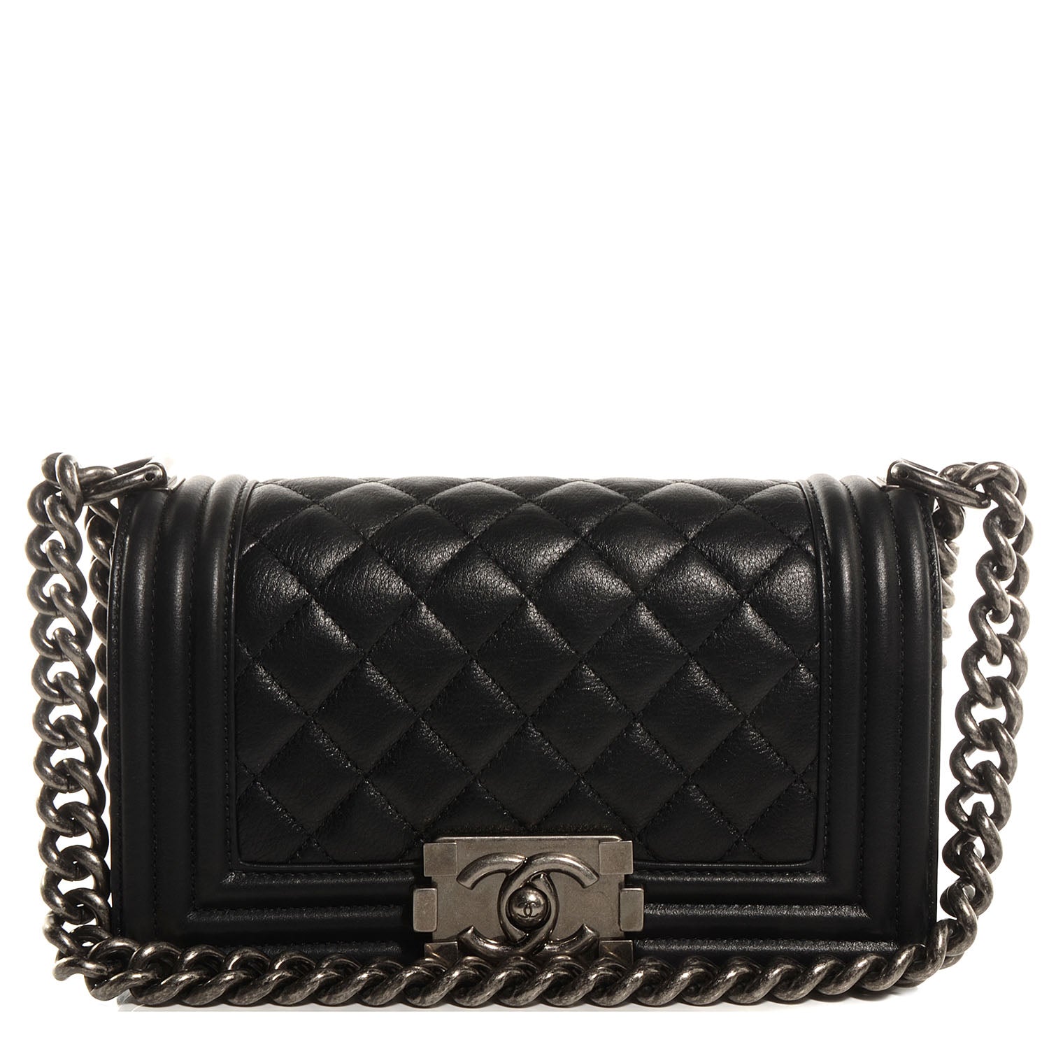 Chanel Metallic Calfskin Quilted Small Boy Flap Black 1 of 9