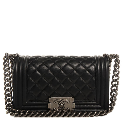 Chanel Metallic Calfskin Quilted Small Boy Flap Black 1 of 9