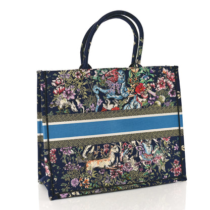 Christian Dior Canvas Embroidered Large D-Constellation Book Tote Blue Multicolor 3 of 9