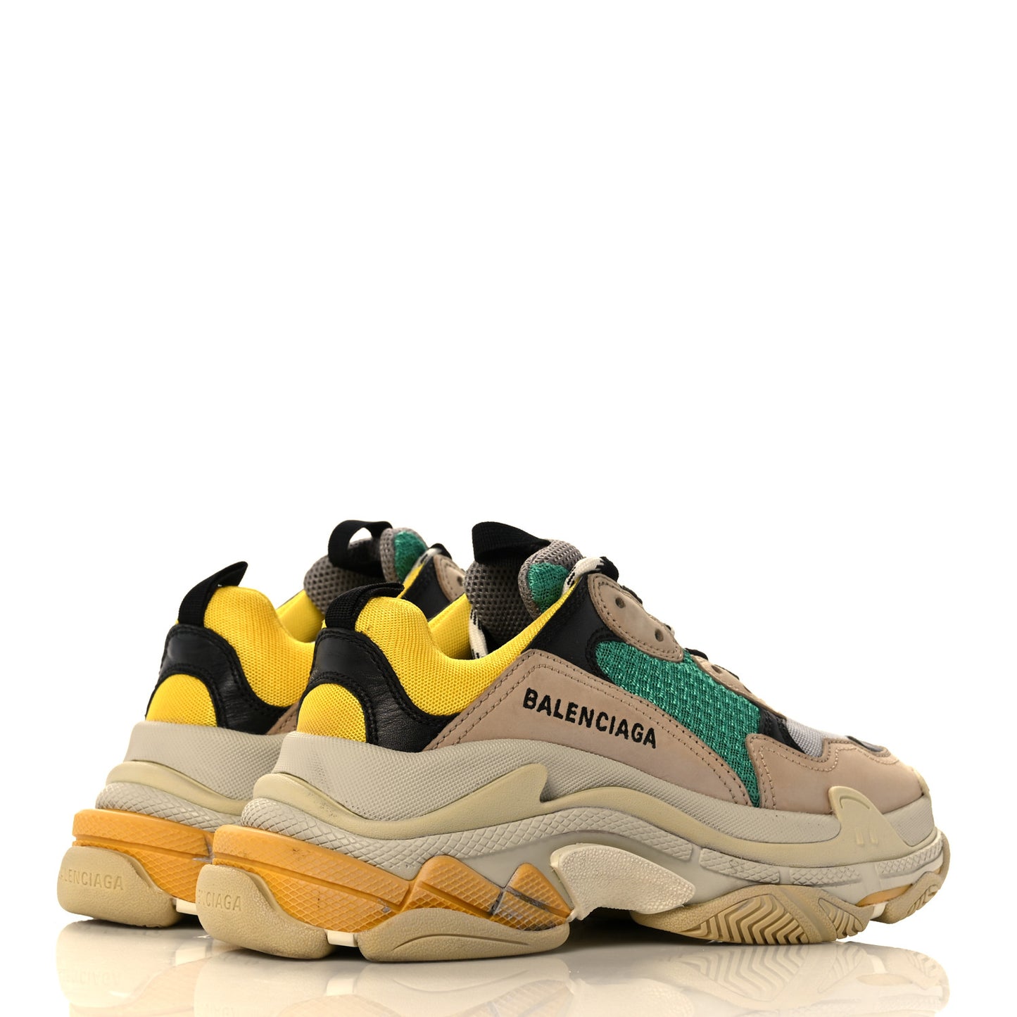 Fabric Mesh Womens Triple S Sneakers 37 Jaune Beige Vert Black Gris