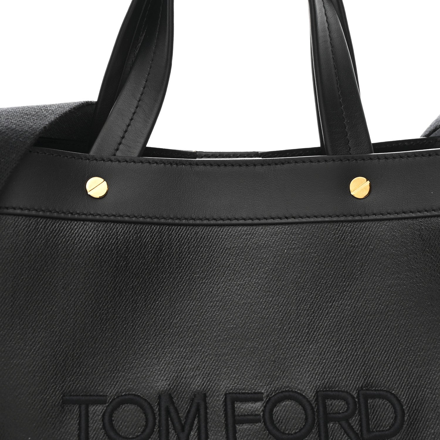 Tom Ford Coated Denim Logo T Screw Tote Black 7 of 9