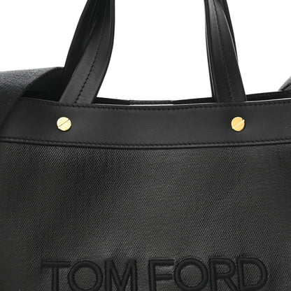 Tom Ford Coated Denim Logo T Screw Tote Black 7 of 9