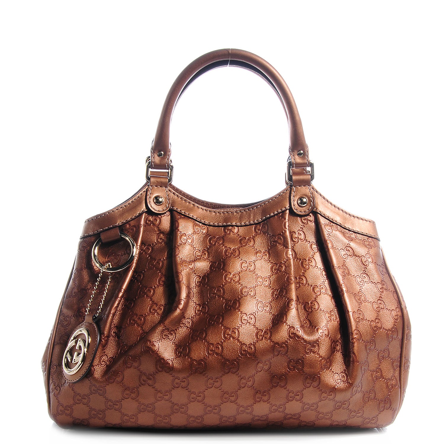 Gucci Metallic Guccissima Medium Sukey Tote Bronze 1 of 8