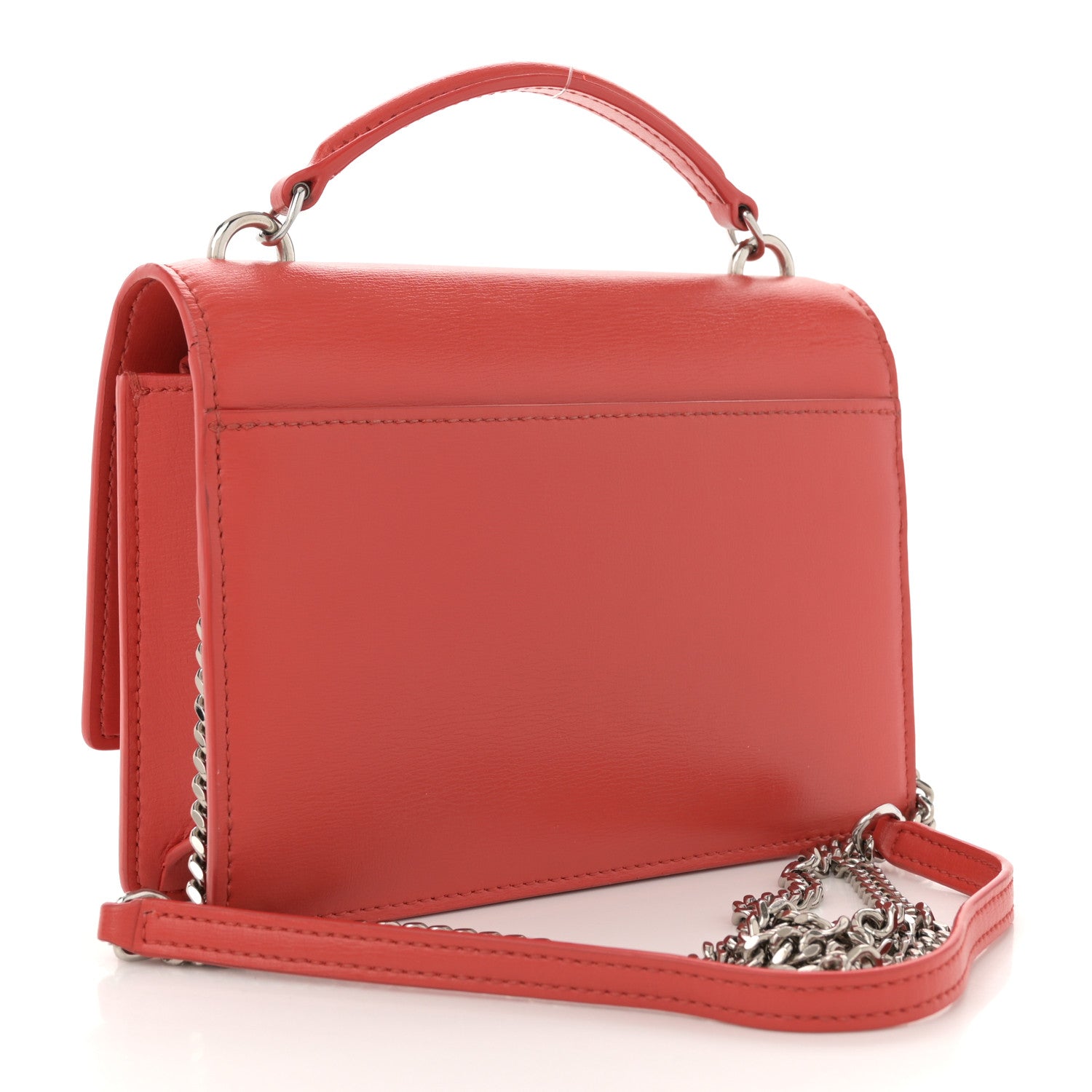 Saint Laurent Calfskin Monogram Sunset Chain Wallet Rosso 3 of 13