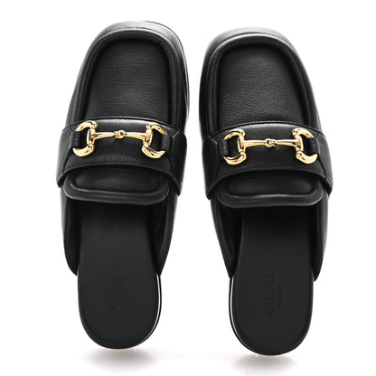 Gucci Goatskin Auroville Horsebit Mules 38 Black 2 of 10