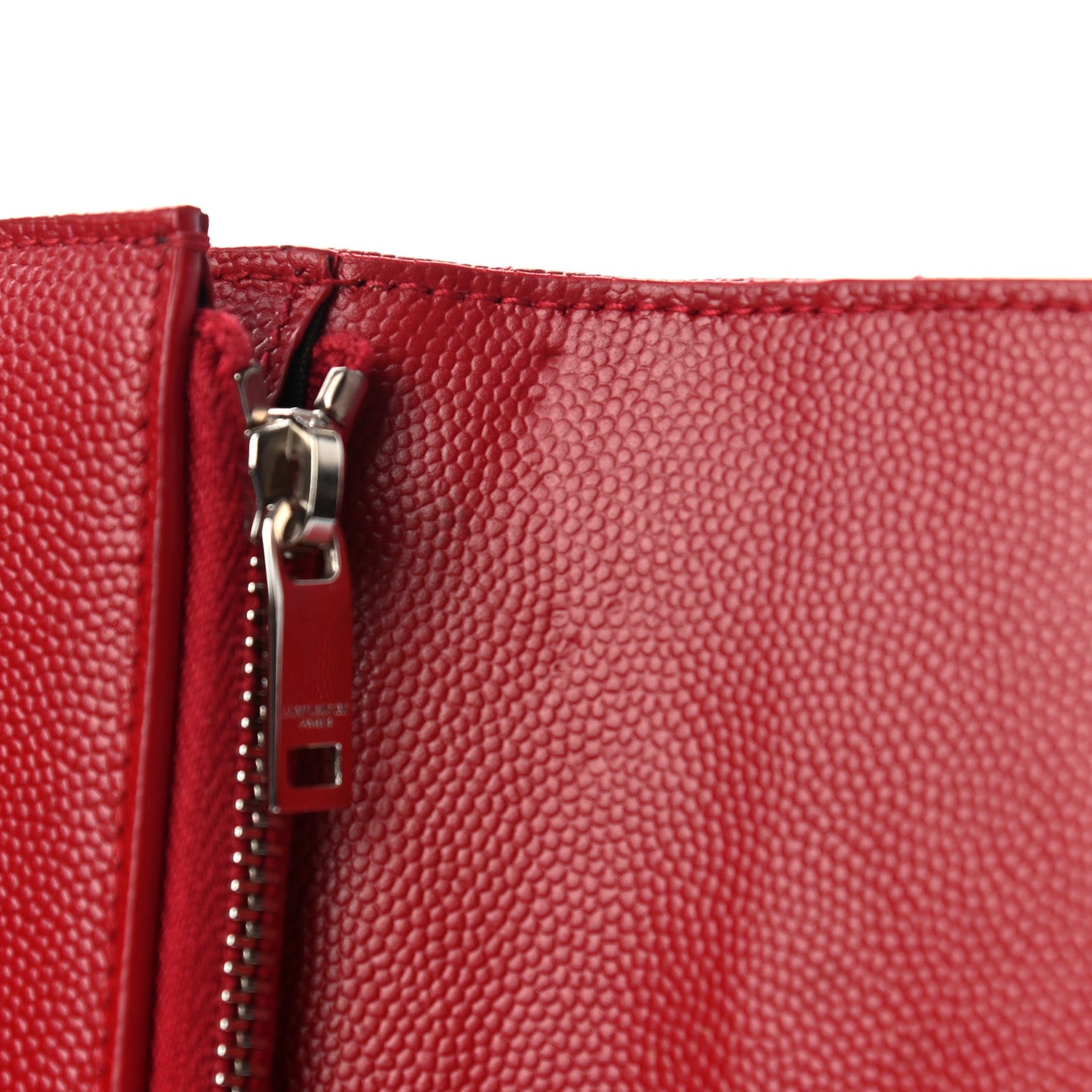 Grain De Poudre Matelasse Chevron Monogram Compact Tri Fold Wallet Red