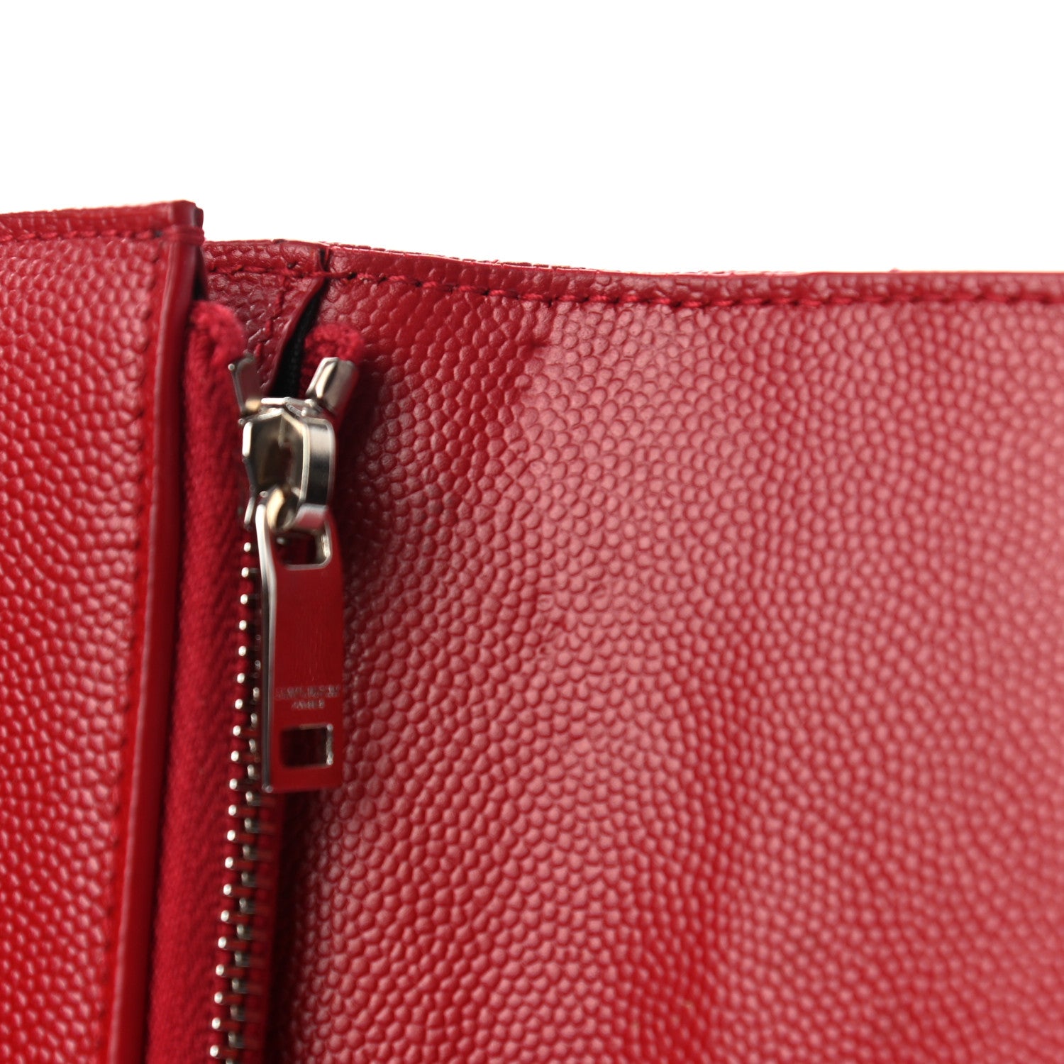 Saint Laurent Grain De Poudre Matelasse Chevron Monogram Compact Tri Fold Wallet Red 8 of 8