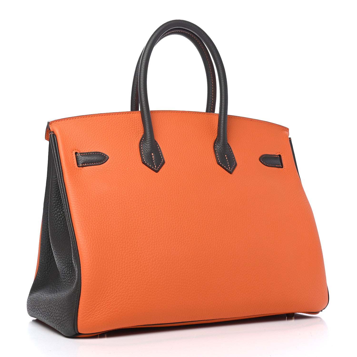 Hermes Togo Bi Color Horseshoe Birkin 35 Orange Graphite 3 of 10
