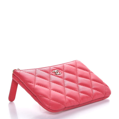 Chanel Lambskin Quilted Small Cosmetic Case Dark Pink 4 of 7
