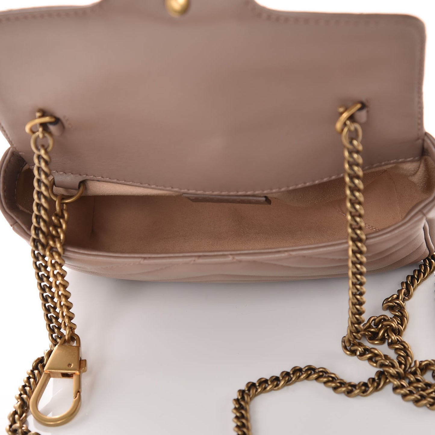 Calfskin Matelasse Super Mini GG Marmont Shoulder Bag Porcelain Rose