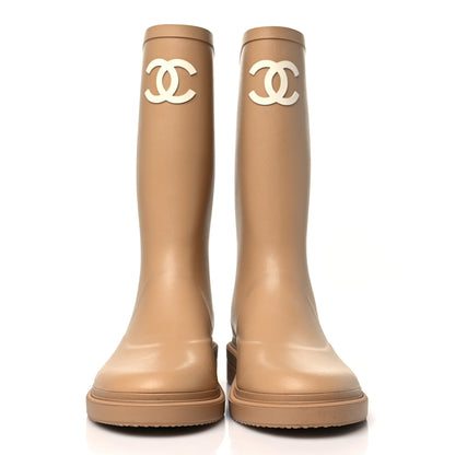 Chanel Caoutchouk CC High Boots 38 Beige 2 of 9