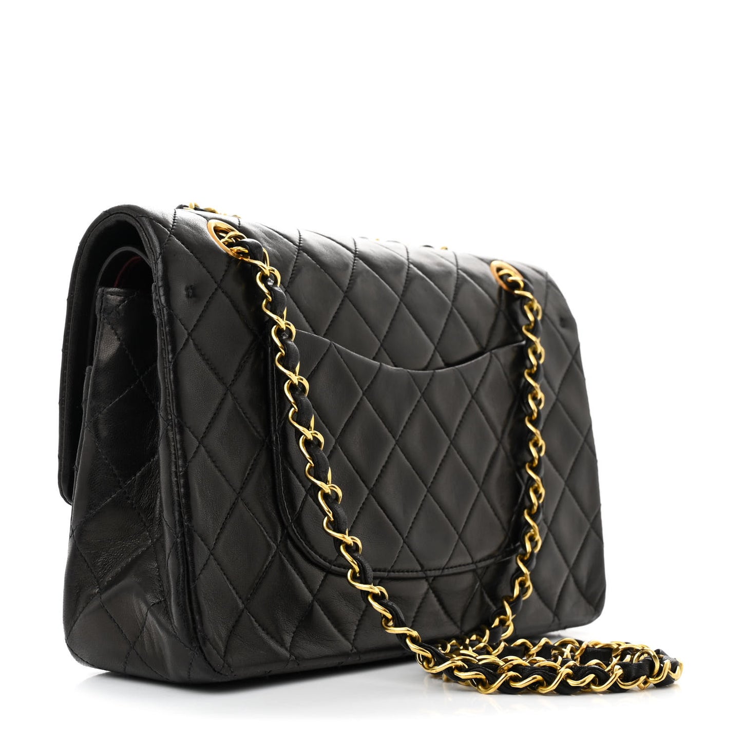 Lambskin Quilted Medium Double Flap Black