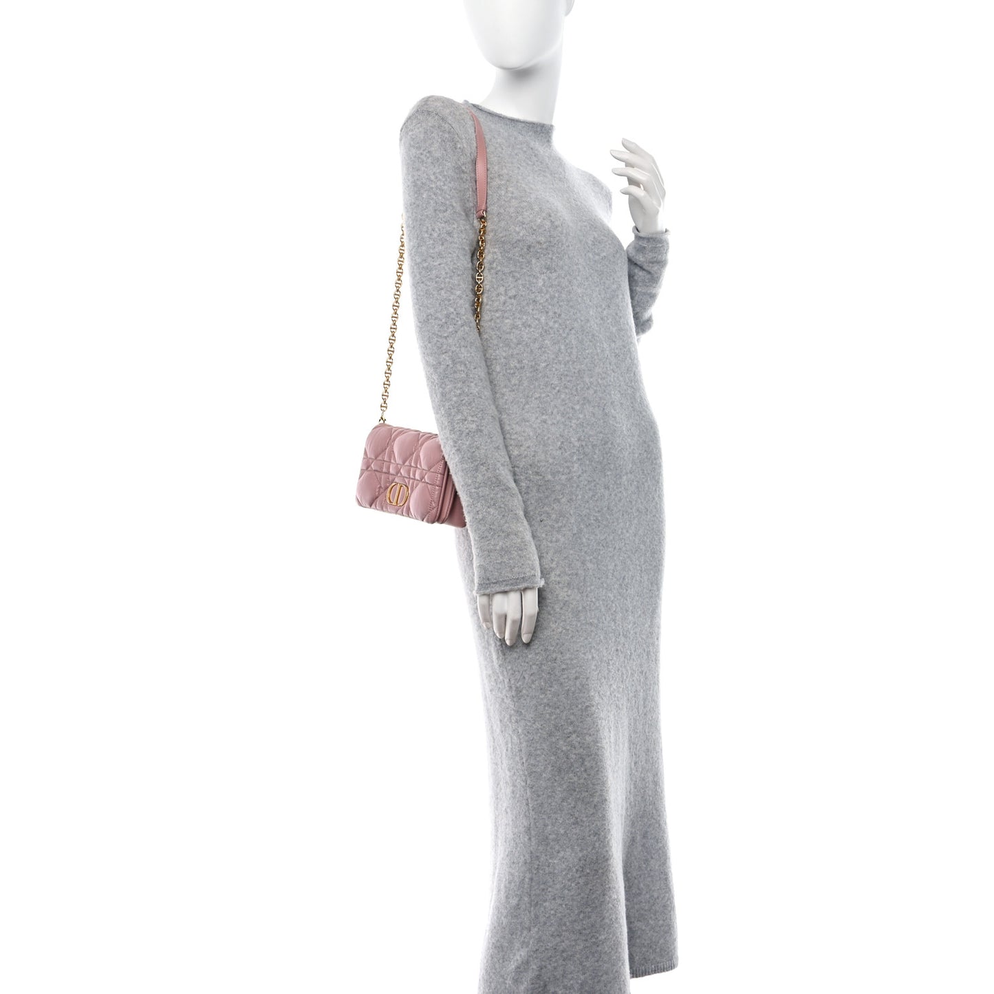 Calfskin Macrocannage Mini Caro Bag Rose De Vents