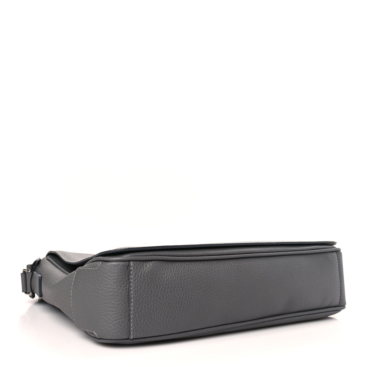 Grainy Calfskin Embossed Bruno Messenger Charcoal Grey