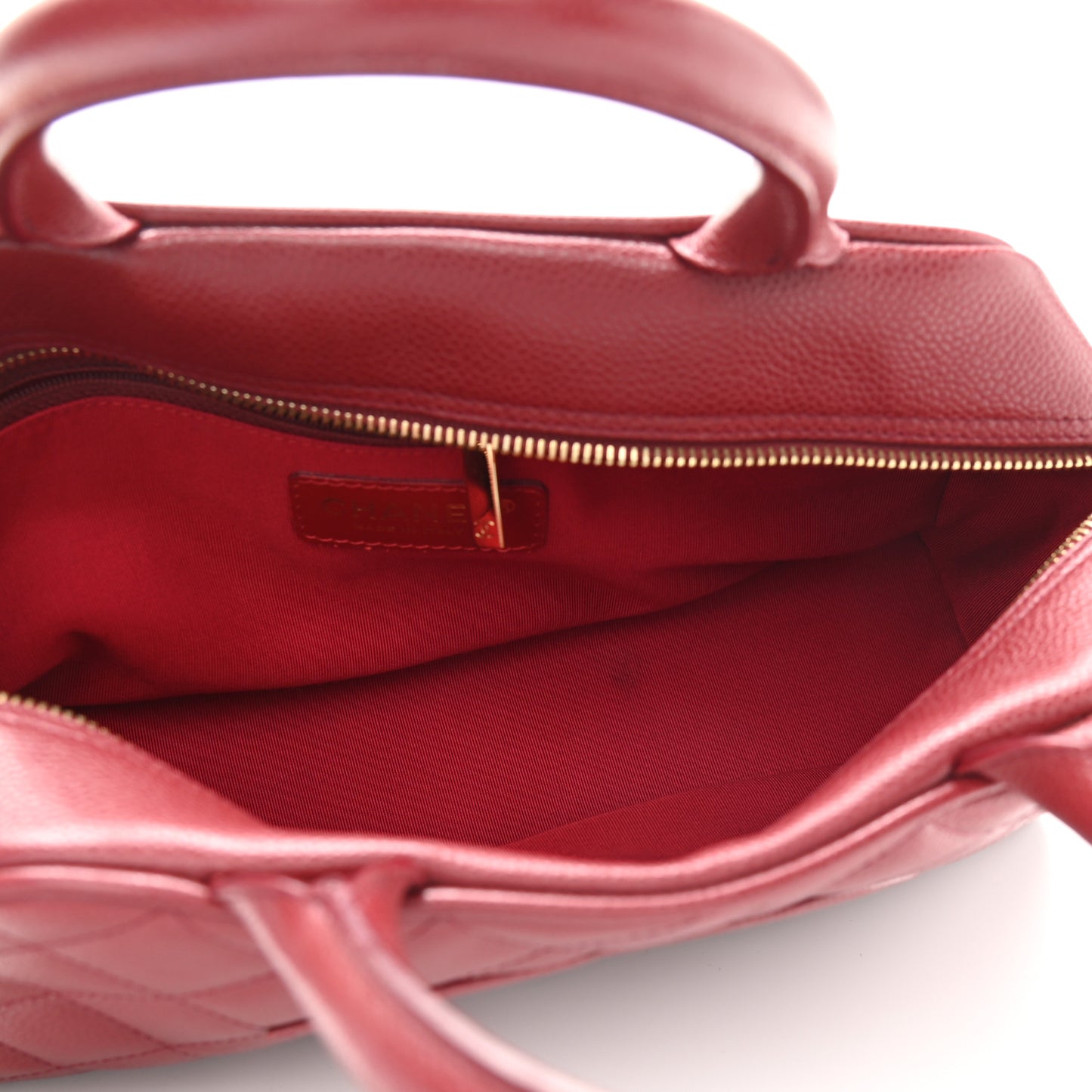 Caviar Quilted Small Bowler Dark Red