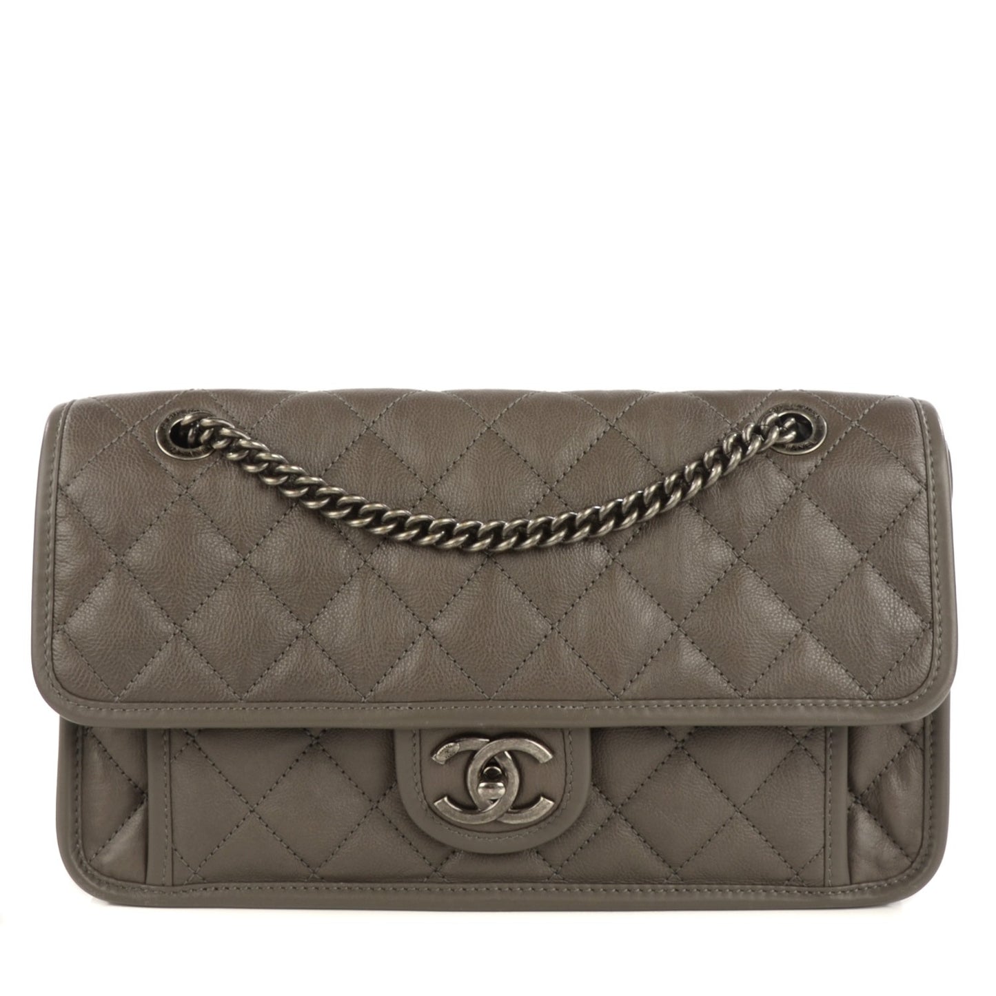 Calfskin Medium Casual Riviera Flap Dark Grey