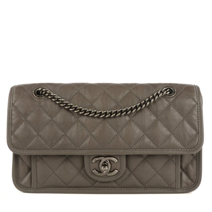 Chanel Calfskin Medium Casual Riviera Flap Dark Grey 1 of 8