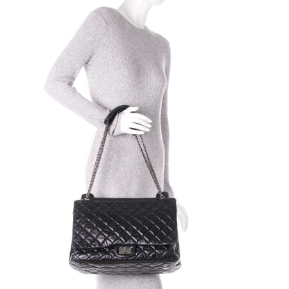 Chanel Metallic Calfskin Quilted XL Accordion Reissue Flap Black 2 of 7