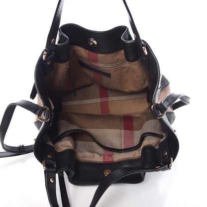 Burberry Grainy Calfskin House Check Small Maidstone Black 7 of 8