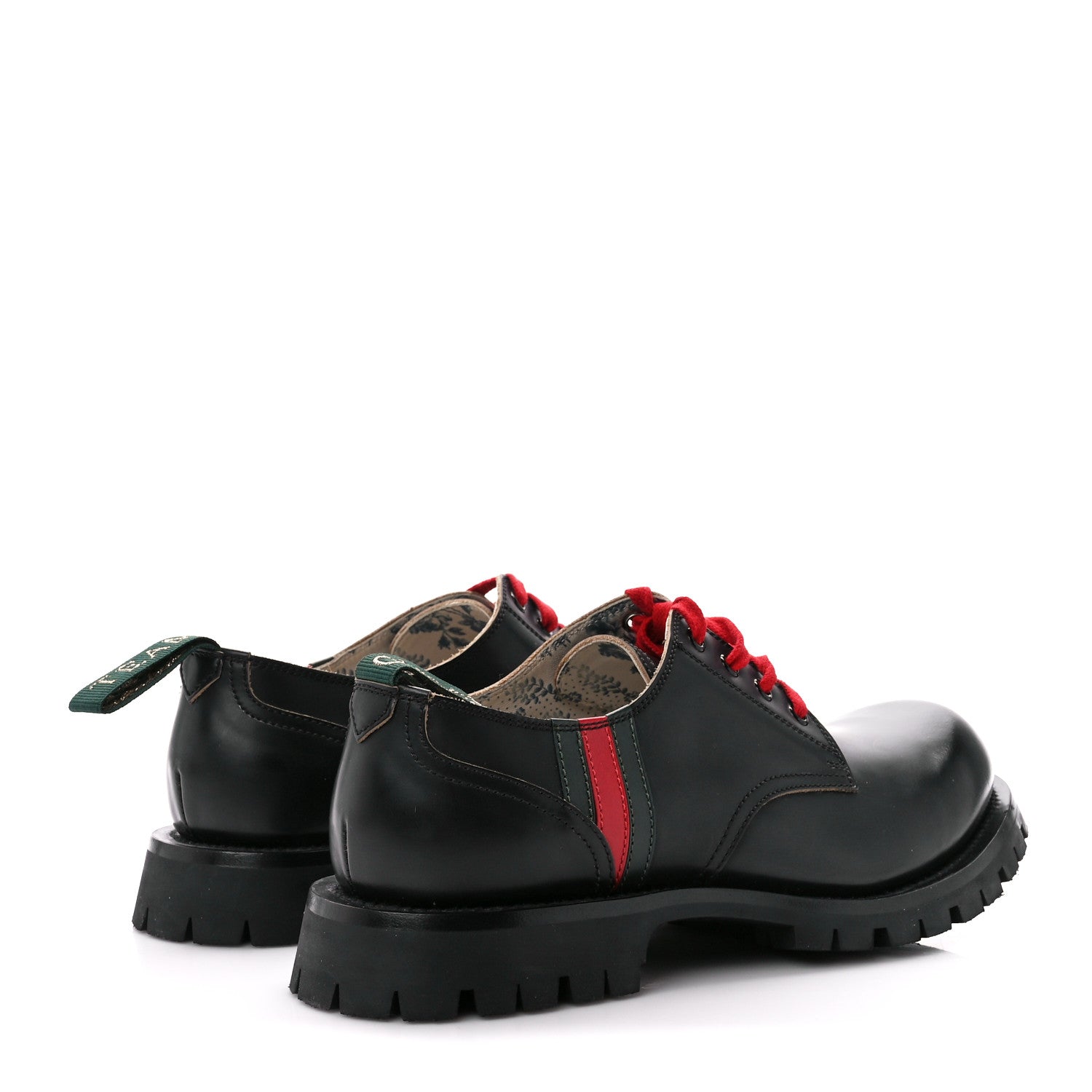 Gucci Cordovan Lux Web Arley Lug Sole Loafers 10 Black Verde Hibiscus Red 4 of 10