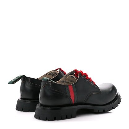 Gucci Cordovan Lux Web Arley Lug Sole Loafers 10 Black Verde Hibiscus Red 4 of 10
