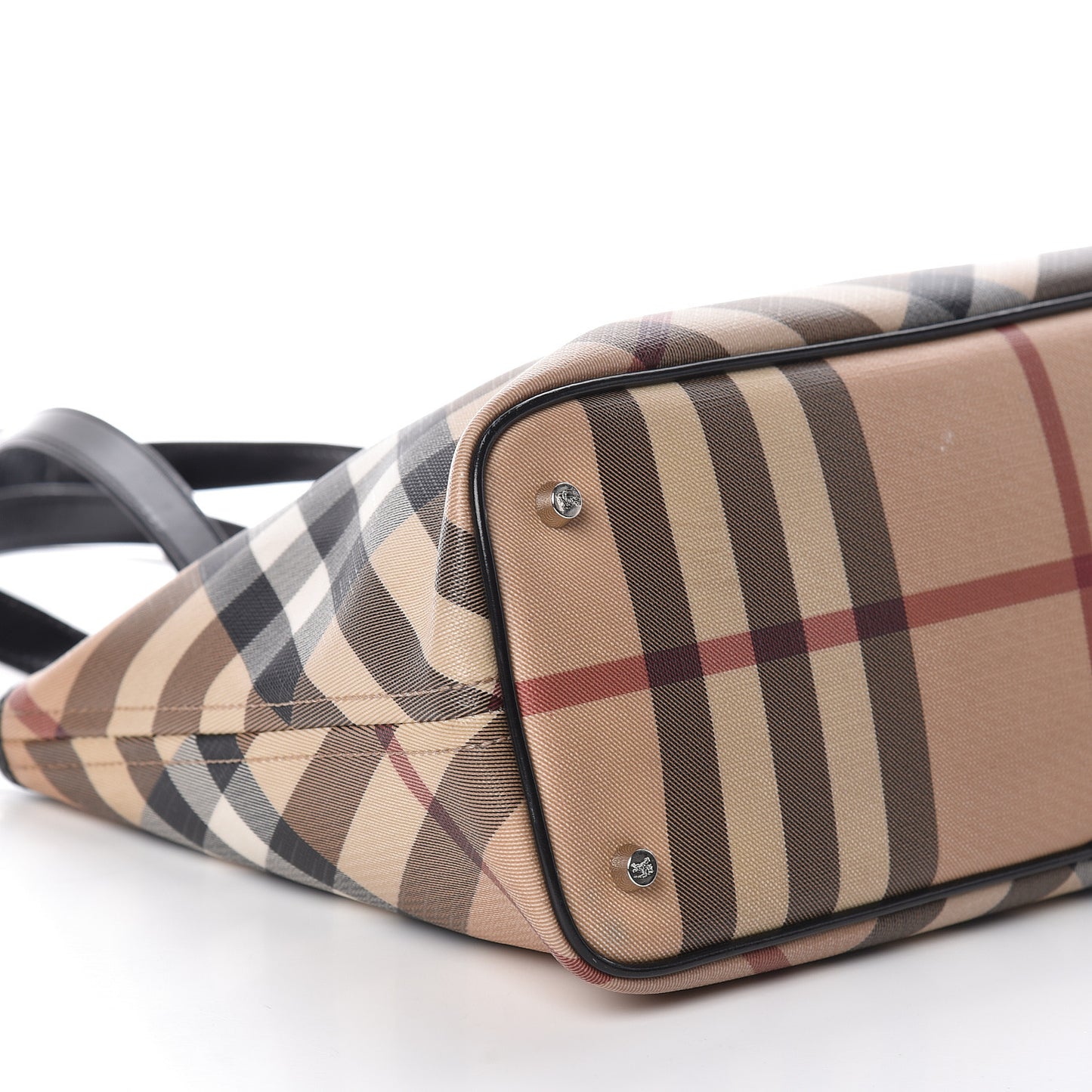 Patent Trim Nova Check Shopper Tote Black
