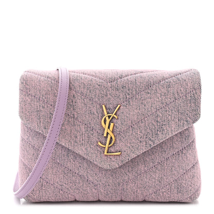 Saint Laurent Denim Y Quilted Monogram Toy Loulou Crossbody Bag Bleached Lilac 1 of 10