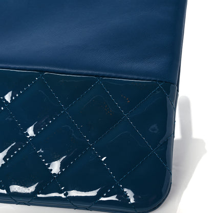 Chanel Calfskin Patent Quilted Medium Cosmetic Case Navy Blue 12 of 13