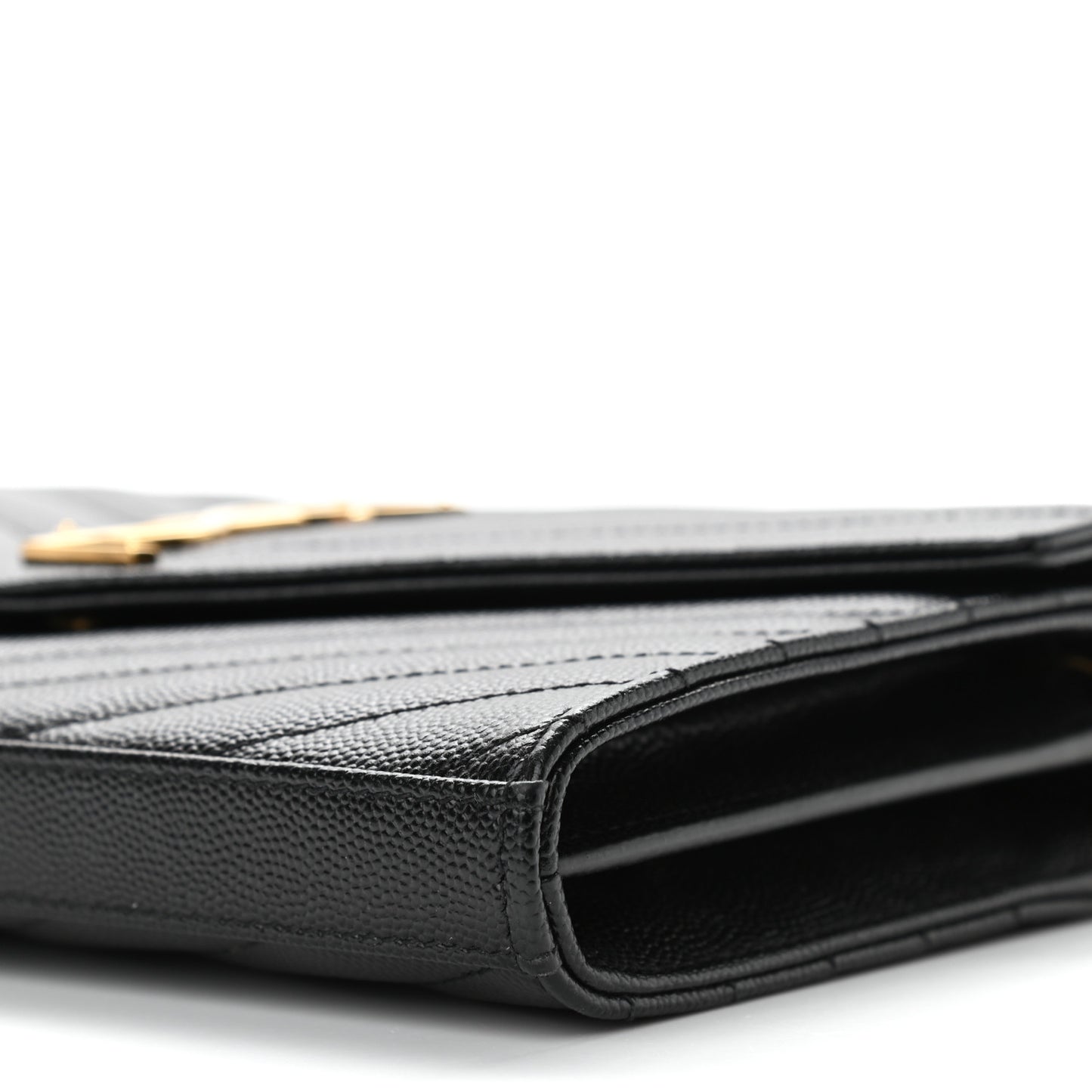 Grain De Poudre Matelasse Chevron Monogram Chain Wallet Black