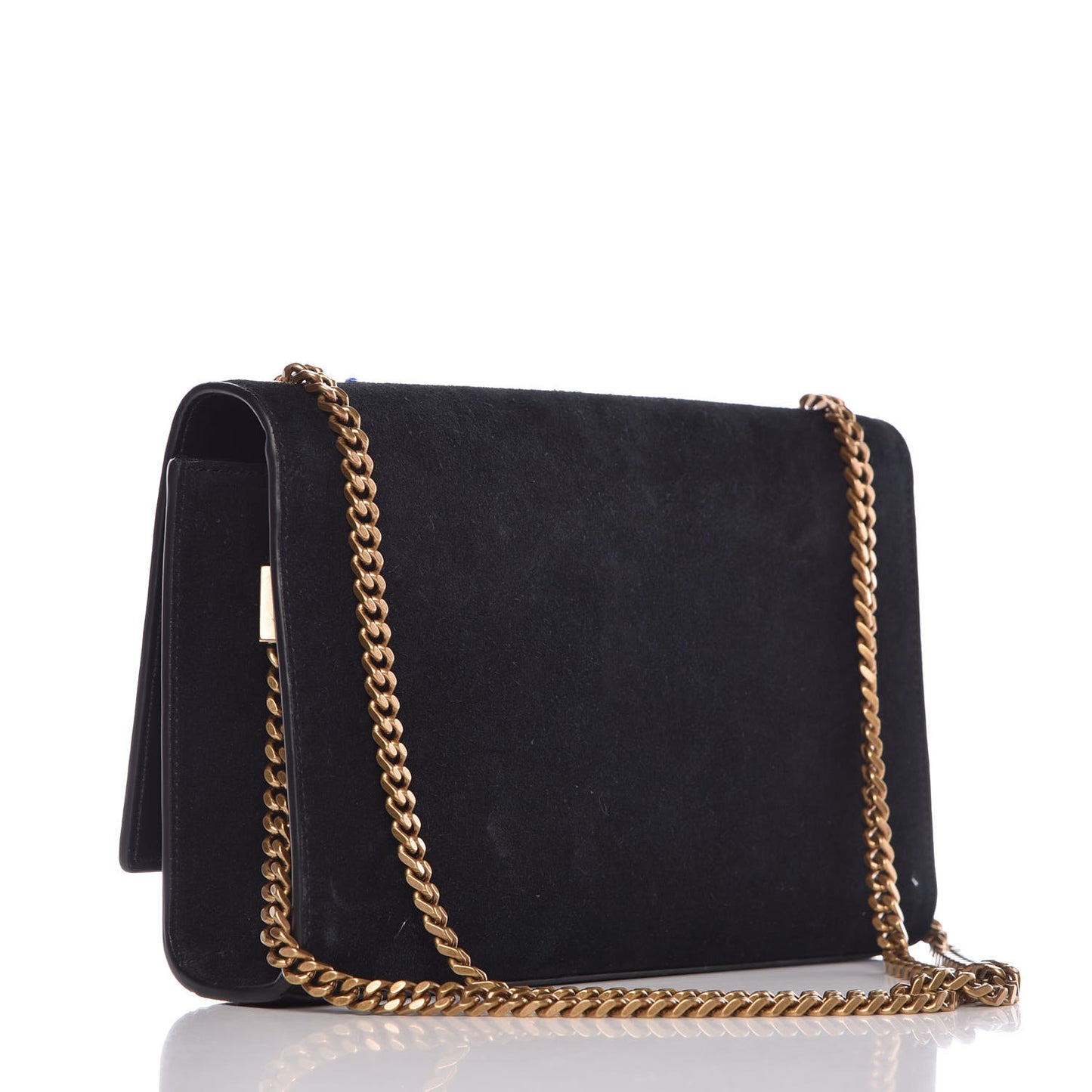 Suede Crystal Medium Classic Monogram Kate Satchel Black