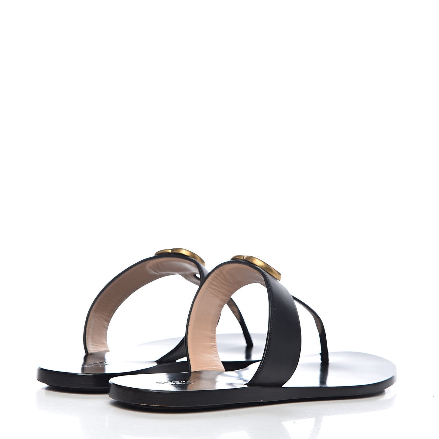 Calfskin GG Marmont Thong Sandals 41 Black