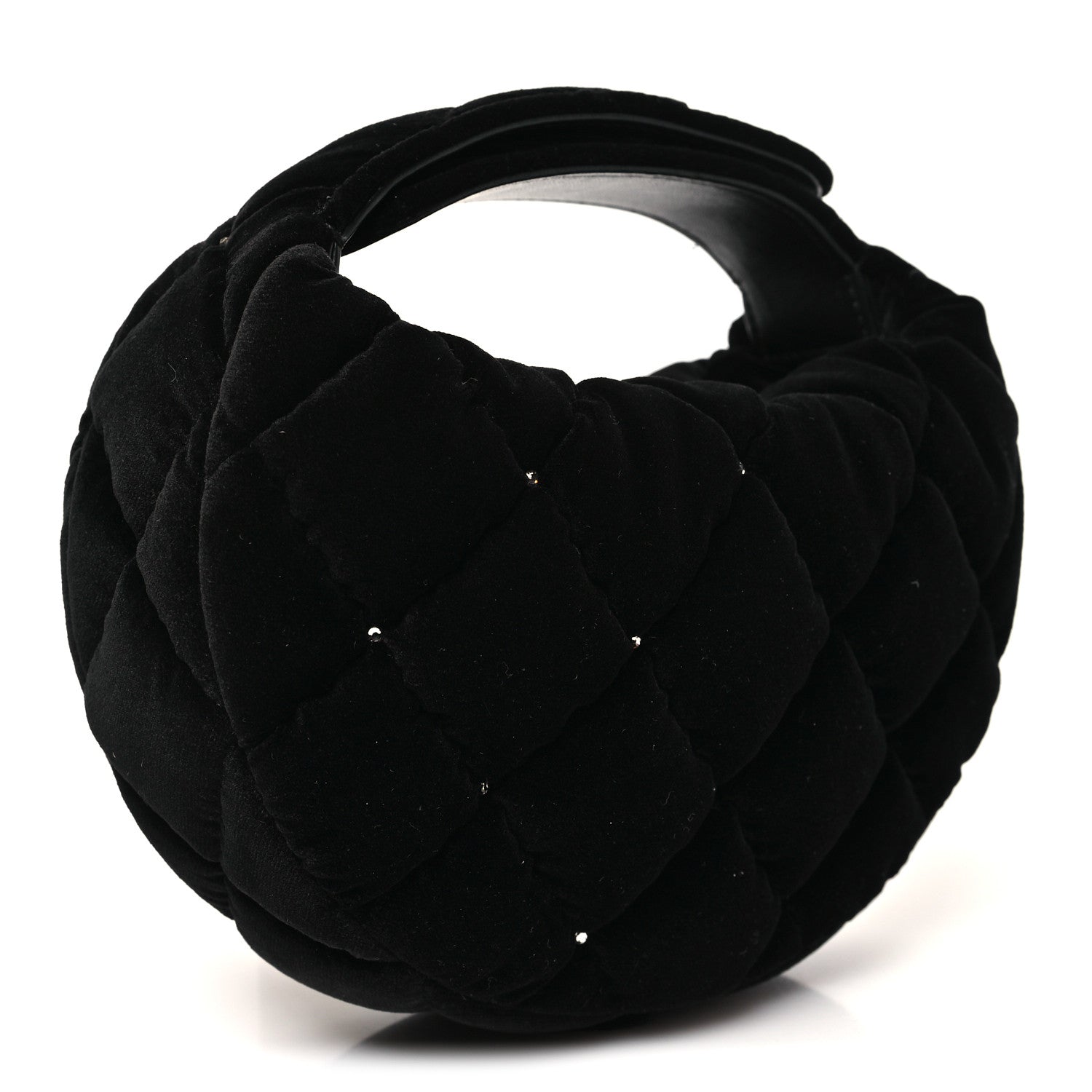 Chanel Velvet Diamanté Quilted Pocket Pouch Hobo Black 3 of 12