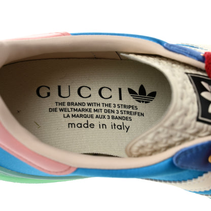 Gucci X ADIDAS Silk Duchesse Demetra Rubber Womens Gazelle Sneakers 5.5 Jade Capri Avio Off White 6 of 9