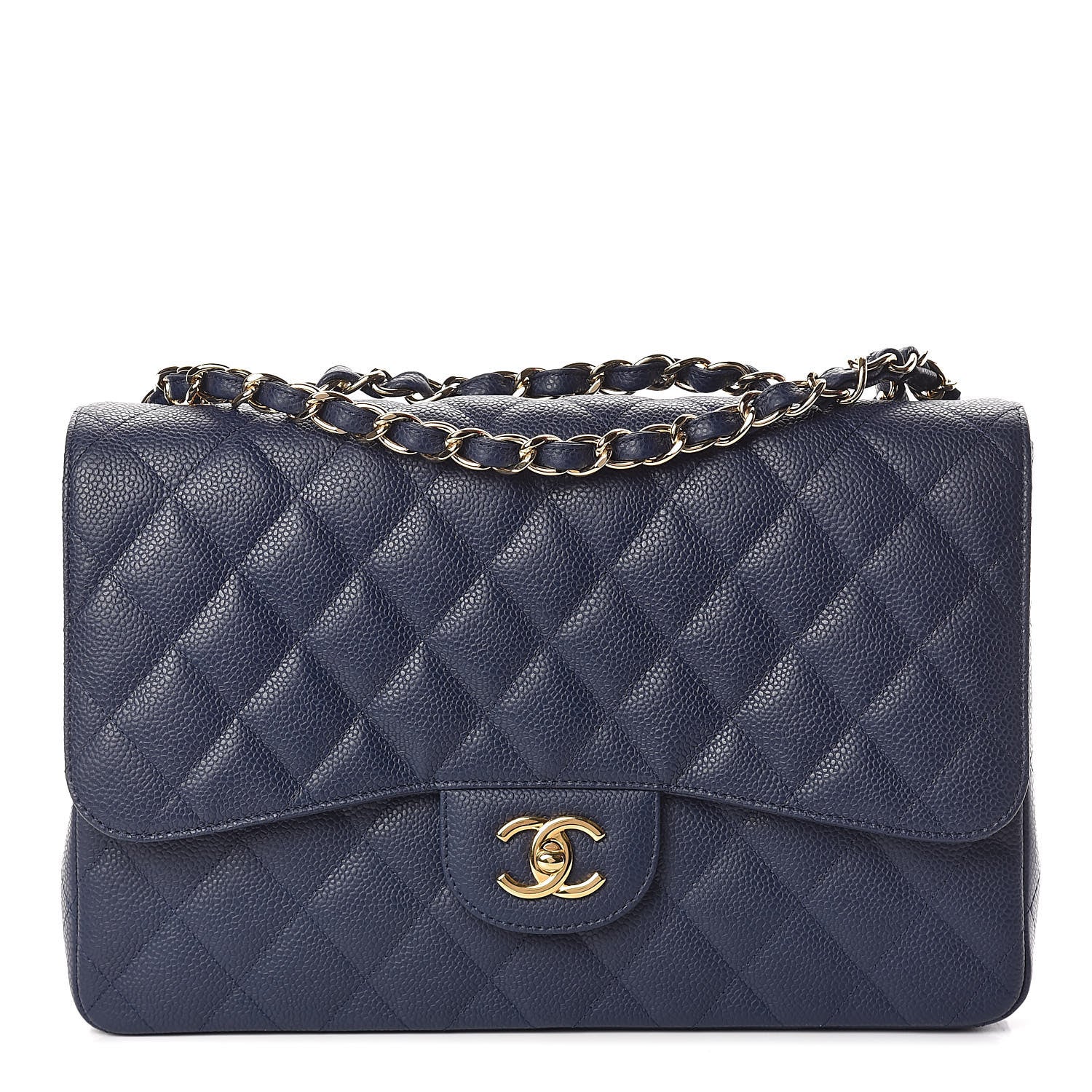 Chanel Caviar Quilted Jumbo Single Flap Dark Blue 1 of 11