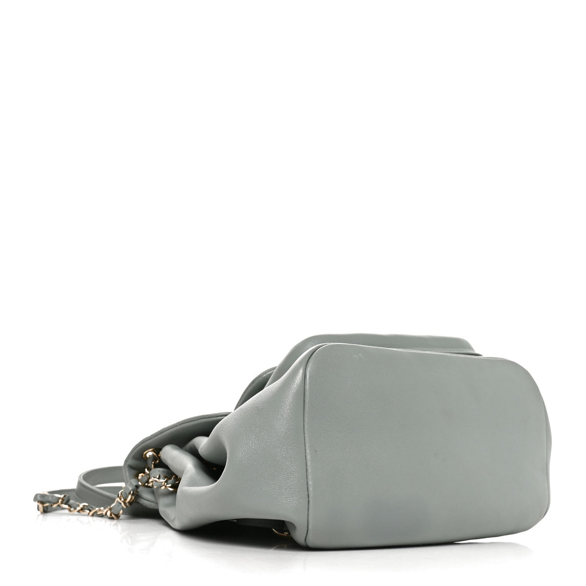 Lambskin Quilted Large Duma Drawstring Backpack Grey