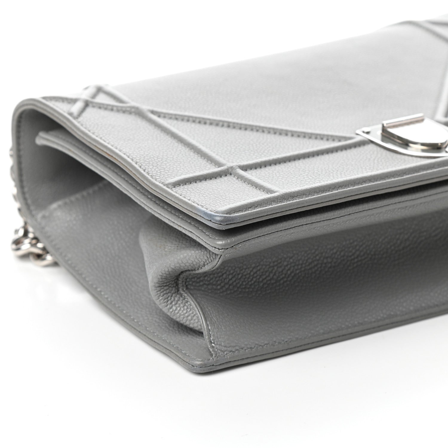 Christian Dior Grained Calfskin Medium Diorama Flap Bag Gris 8 of 9