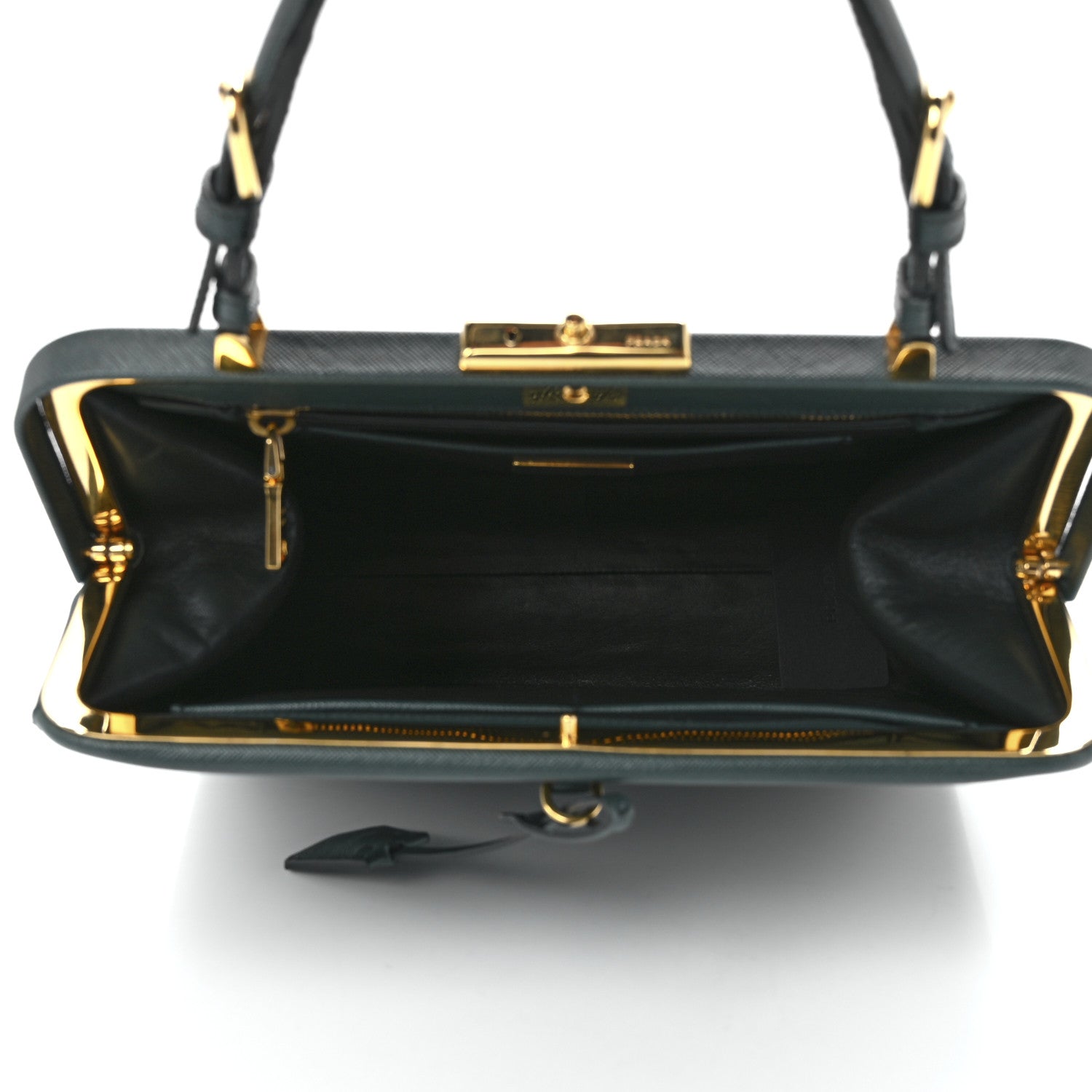Prada Saffiano Lux Framed Bag Smeraldo 4 of 11