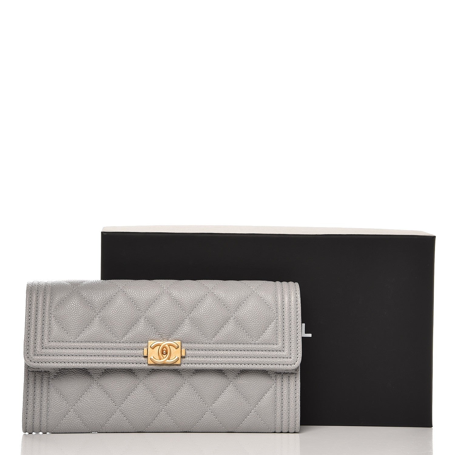Chanel Caviar Quilted Boy Flap Wallet Grey 9 of 9