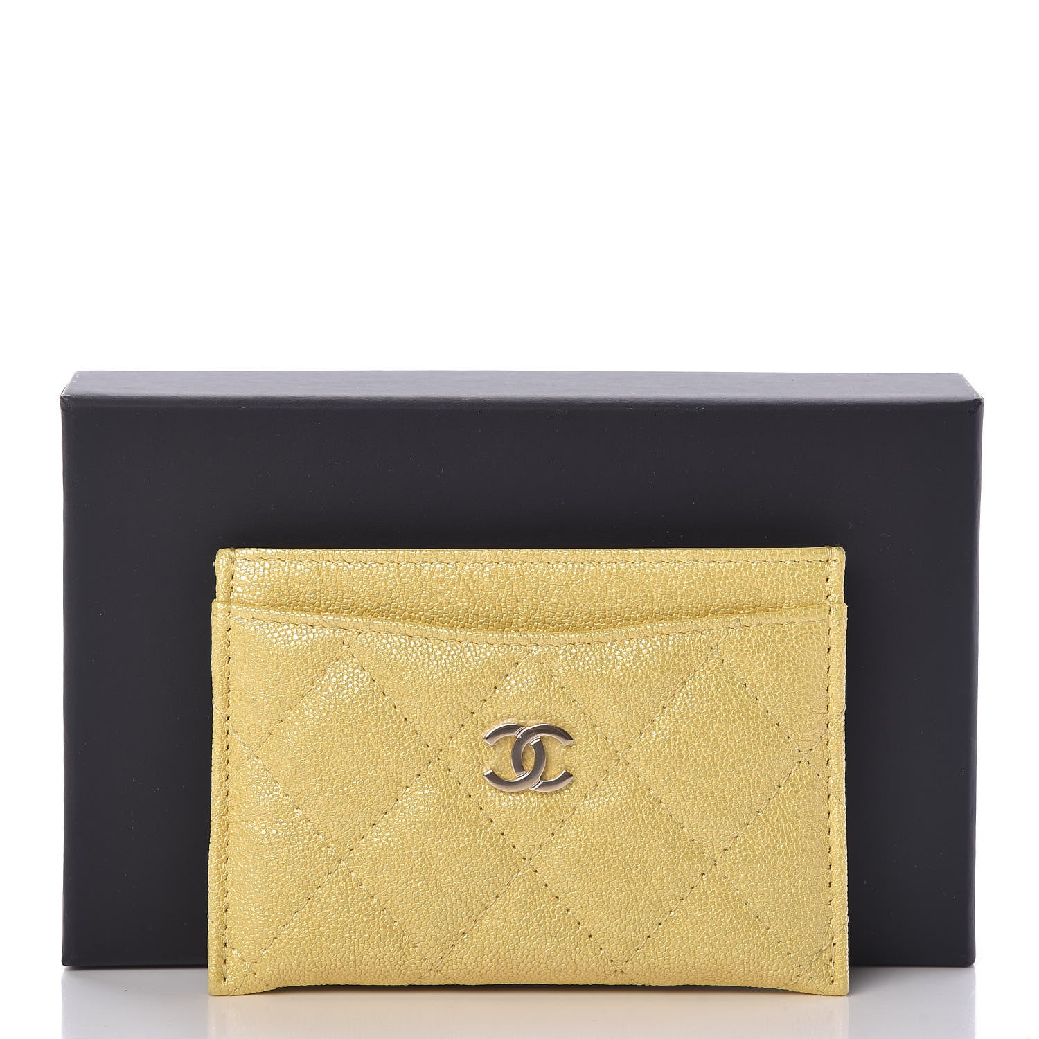 Chanel Iridescent Caviar Quilted Card Holder Yellow 9 of 9
