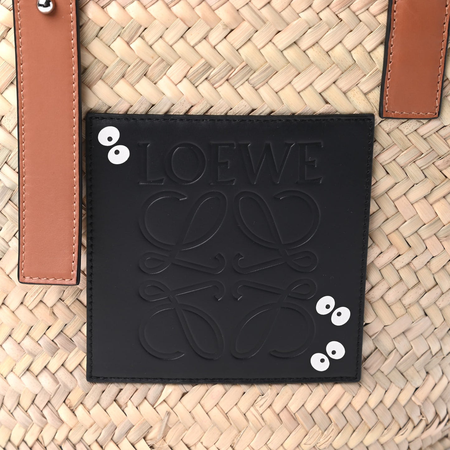 X MY NEIGHBOR TOTORO Raffia Dust Bunnies Basket Tote Bag Black Tan